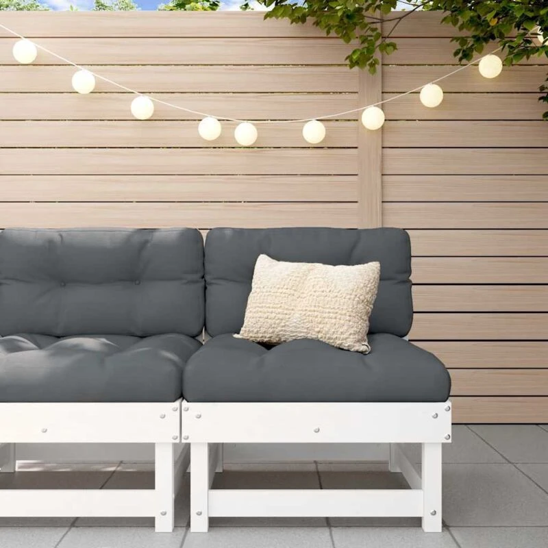 Image of VIDAXL Middle Sofa with Cushions White Solid Wood Pine Vidaxl 8720845801526