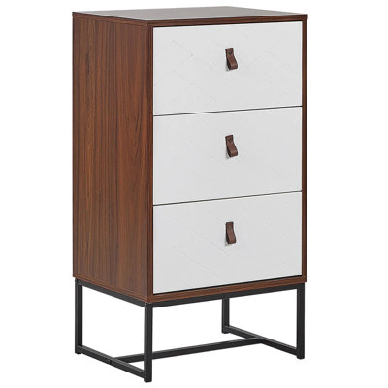 Image of Beliani 3 Drawer Chest Nueva Dark Brown/ White