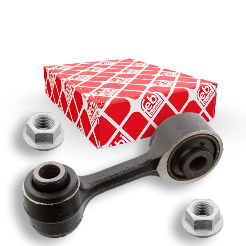 Image of FEBI BILSTEIN 103631 Anti-roll bar link OE Turbo NEW, Front Axle Left, with nut Steel Link Stabiliser (3229)