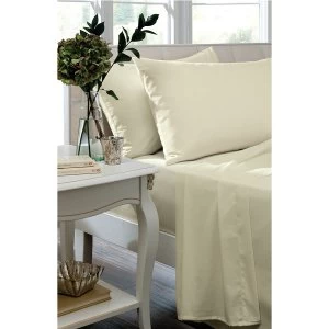 Image of Catherine Lansfield Cream Non-Iron Plain Dye Flat Sheet - Single