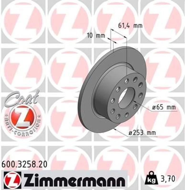 Image of ZIMMERMANN Brake disc ZIMMERMANN 600.3258.20
