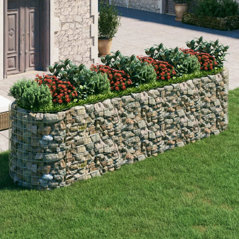 Image of vidaXL Gabion Raised Bed Galvanised Iron 400x100x100 cm, Silver 152047