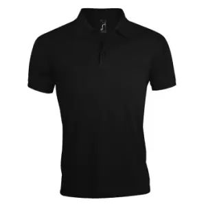 Image of SOLs Mens Prime Pique Plain Short Sleeve Polo Shirt (3XL) (Black)