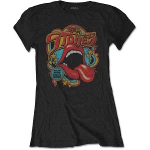 Image of The Rolling Stones - Retro 70s Vibe Womens Large T-Shirt - Black