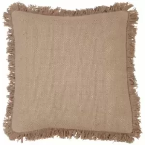 image of Furn Sienna Twill Woven Fringed Cushion Cover, Blush Pink, 45 x 45 Cm