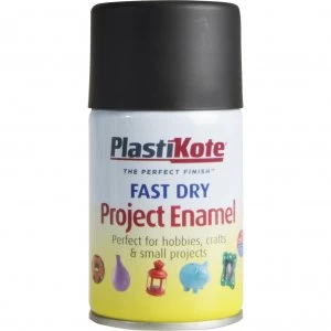 image of Plastikote Dry Enamel Aerosol Spray Paint Black 100ml