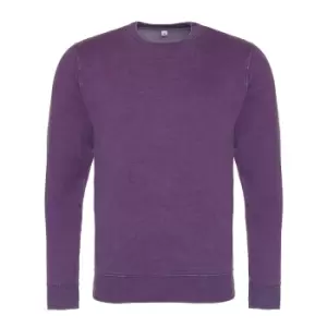 Image of AWDis Hoods Mens Long Sleeve Washed Look Sweatshirt (XS) (Washed Purple)