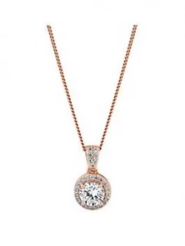 image of Simply Silver 14Ct Rose Gold Plated Sterling Silver Cubic Zirconia Crystal Clara Short Pendant Necklace