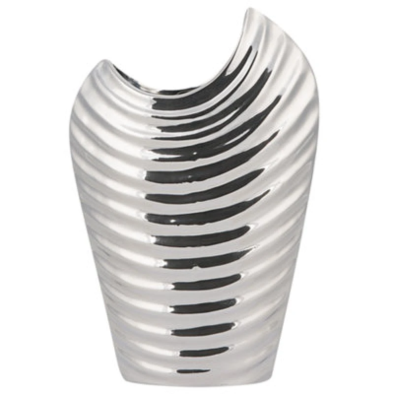 Image of Beliani Decorative Vase Ecetra Stoneware 26cm Silver