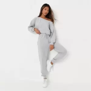 image of Missguided Tall Coord Off the Shoulder Sweat Jogger - Grey