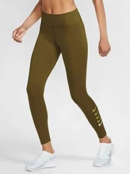 image of Nike Running Swoosh Legging, Olive Size M Women