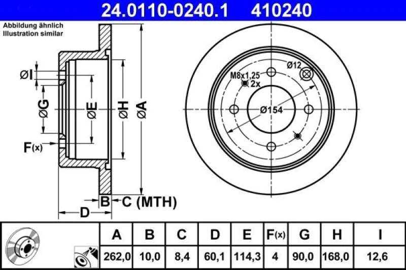 Image of ATE 24.0110-0240.1 Brake disc solid, Coated Brake Disc (82)