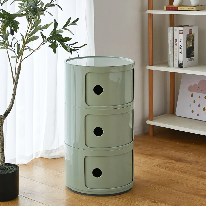 Image of LIFE IDEAS Cylindrical Multi-Tier Plastic Drawer Unit Green unisex 3 Tier