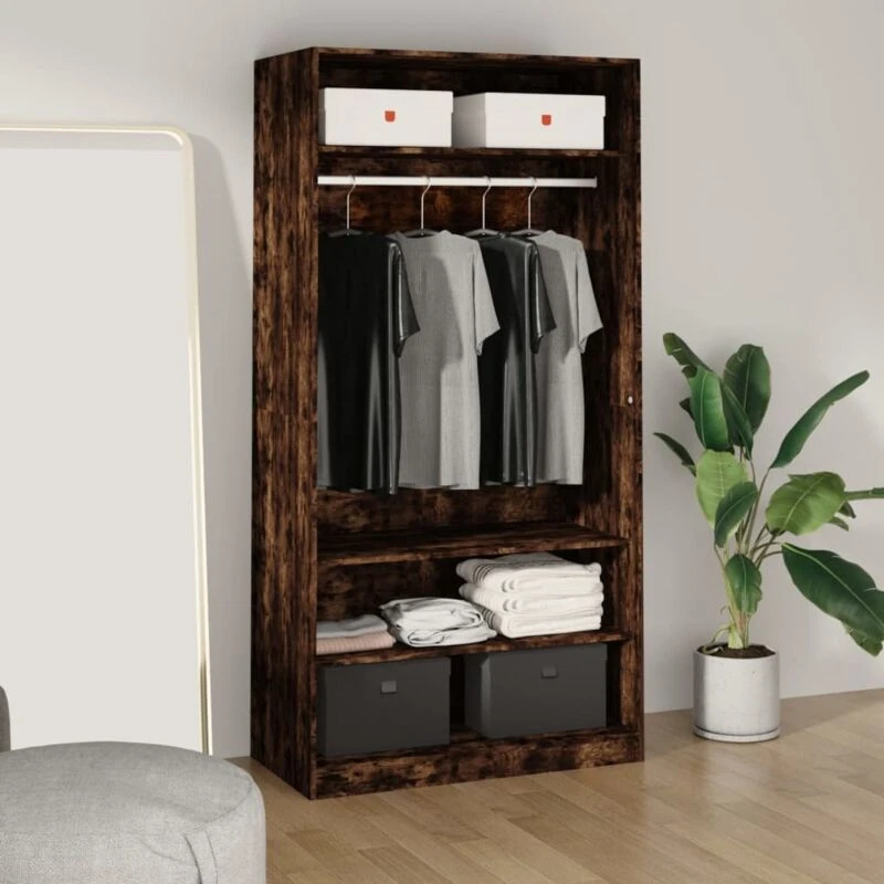 Image of VIDAXL Wardrobe Smoked Oak 100x50x200cm Engineered Wood Vidaxl 8720845735364