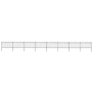 Image of Vidaxl Garden Fence With Hoop Top Steel 13.6X1 M Black