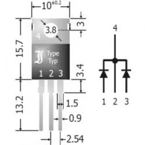 image of Schottky diode array bridge 20 A Diotec SBCT2040 SIP 3