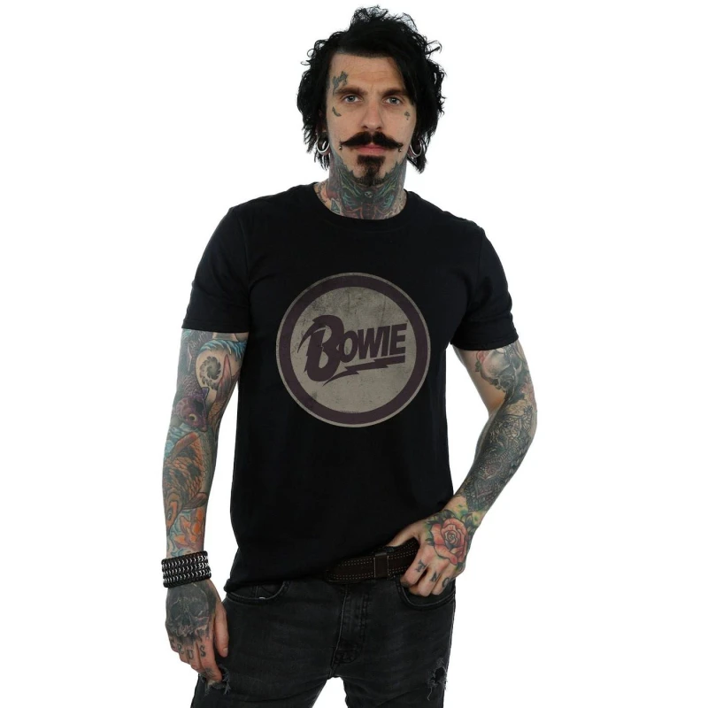 Image of David Bowie David Bowie Men Circle Logo T-Shirt in Black Size: Small Black S Male 5057972003244
