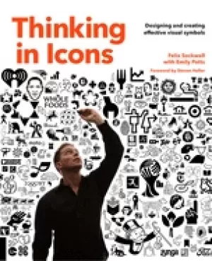 Image of thinking in icons designing and creating effective visual symbols