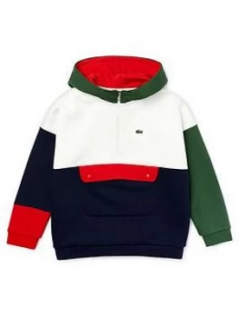 Image of Lacoste Boys Colourblock Pocket Hoodie - Multi