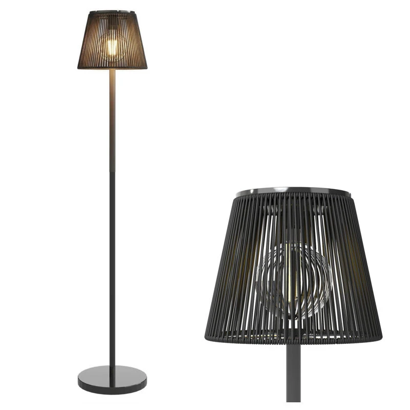 Image of OUTSUNNY Outdoor Solar Floor Lamp, Rechargeable Floor Lamp, Black Unisex
