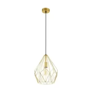 Image of Hanging Ceiling Pendant Light Gold Wire Cage 1x 60W E27 Hallway Feature Lamp