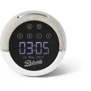 image of Roberts DAB FM Bluetooth bedside alarm clock with sleep sounds & device charging - White