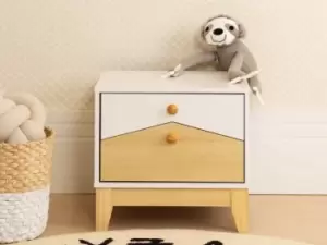 Image of Seconique Cody White and Pine 2 Drawer Bedside Table