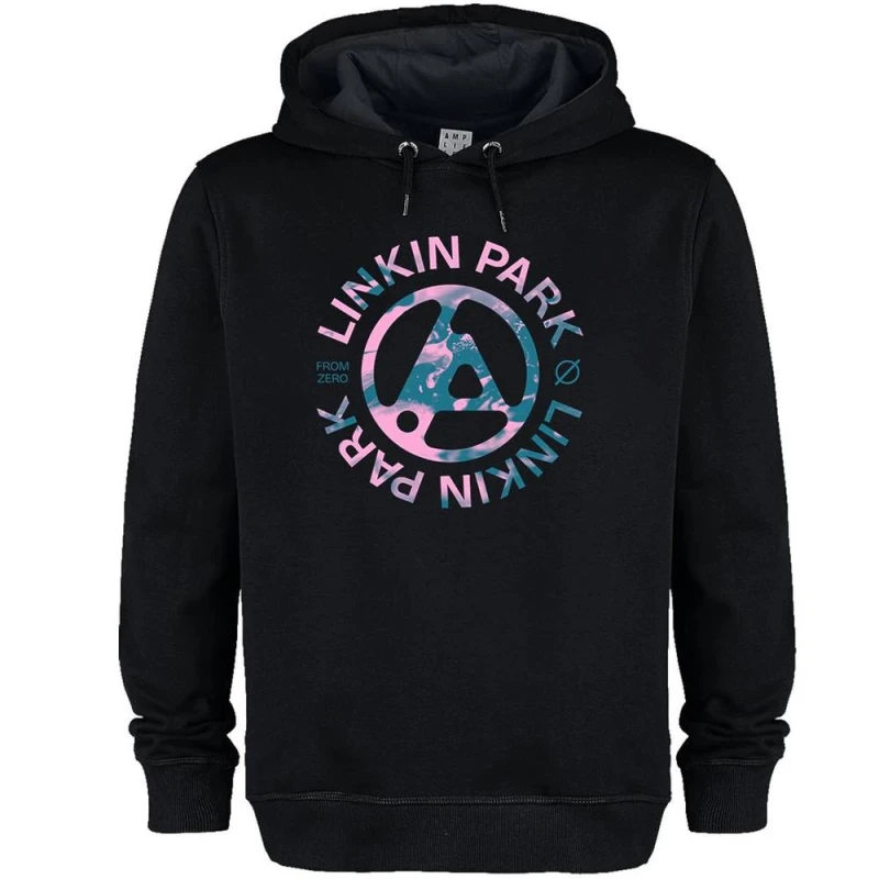 Image of Amplified Mens From Zero Camo Spill Linkin Park Hoodie in Black Size: Large Black Male L