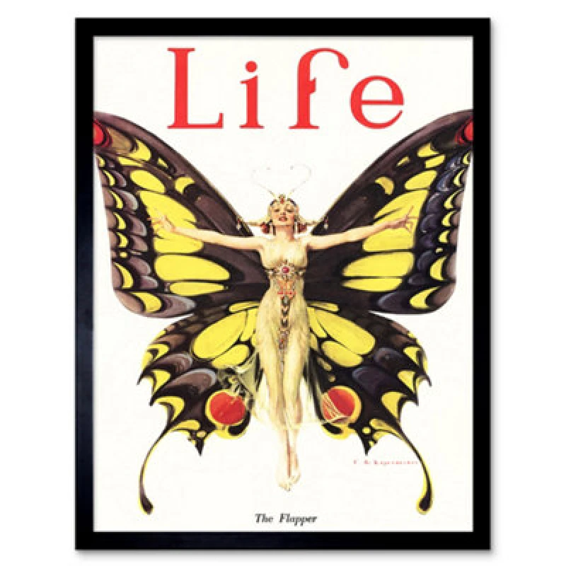 Image of Wee Blue Coo Magazine 1922 Life Butterfly Flapper Dancer Home Decor 12X16" Framed Wall Art Print