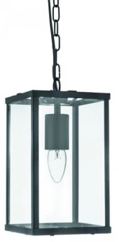 Image of 1 Light Ceiling Lantern Pendant Matt Black, Glass Panels, E27