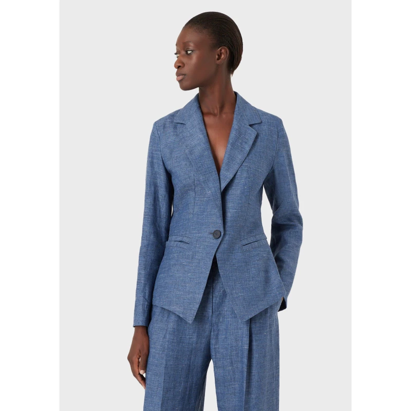 Image of Emporio Armani Womens Linen Blazer Fantasia female 16 (XL)