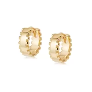 image of Daisy London Jewellery 18ct Gold Plated Sterling Silver Stacked Beaded Huggie Hoop Earrings 18Ct Gold Plate