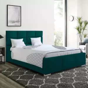 Image of Gerali Upholstered Beds - Plush Velvet, Double Size Frame, Green - Green