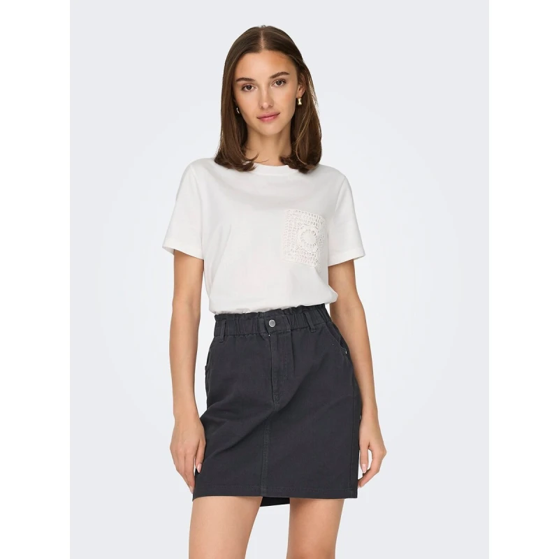 Image of JDY Crew Neck T-Shirt with Short Sleeves White Cotton XS