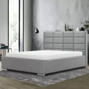 Image of Tuanso Upholstered Beds - Plush Velvet, Small Double Size Frame, Silver - Silver