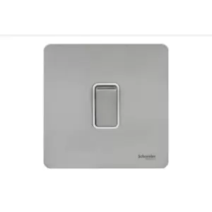 Image of Schneider Electric Ultimate Screwless Flat Plate - Single Intermediate 2 Way Light Switch, 16AX, GU1414WSS, Stainless Steel with White Insert
