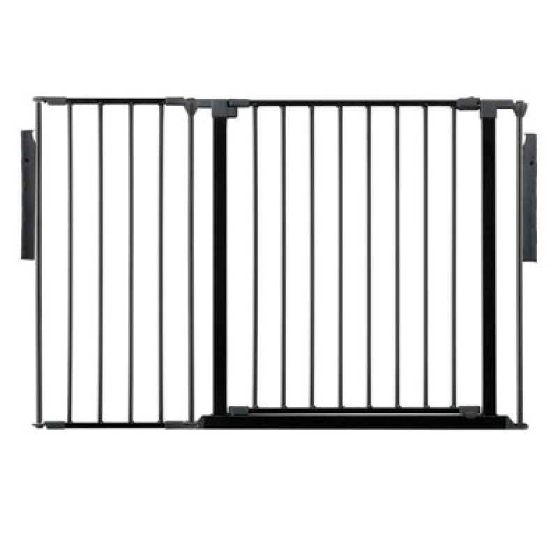Image of Safetots Premium Multi Panel Room Divider, Up To 115Cm Wide, Black, 70Cm Tall, Flexible Barrier With Door For Baby And Toddler