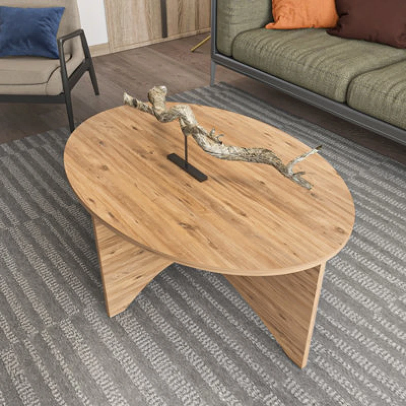 Image of Decorotika Solo 100 Cm Oval Coffee Table Atlantic Pine