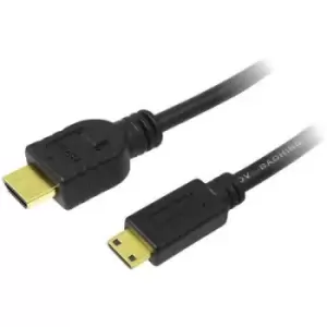 image of LogiLink HDMI Cable HDMI-A plug, HDMI-Mini-C plug 1.50 m Black CH0022 Audio Return Channel, gold plated connectors, Ultra HD (4k) HDMI HDMI cable