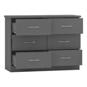 image of Seconique Nevada 6 Drawer Chest - 3D Effect Grey