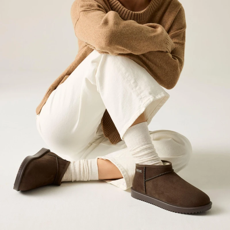 Image of Regatta Womens Risley Short Waterproof Faux Fur Lined Flat Ankle Boots Brown female UK 3