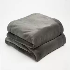 Image of Sienna Faux Rabbit Soft Flannel Fleece Throw Blanket Charcoal 125 X 150Cm