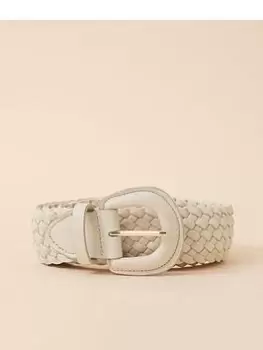 Image of Accessorize Plaited Belt, Cream Size M Women