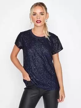 image of PixieGirl Petite Sequin Front Tee - Blue Size 12, Women