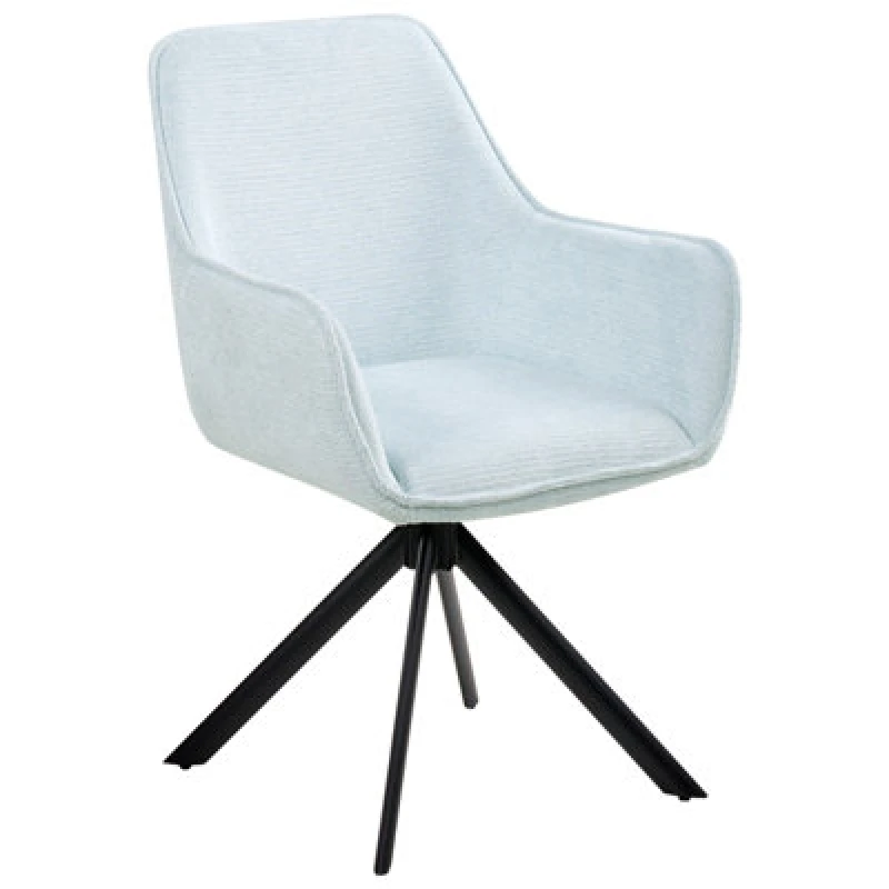Image of Beliani Dining Chair Swivel Mornas Faux Linen Light Blue
