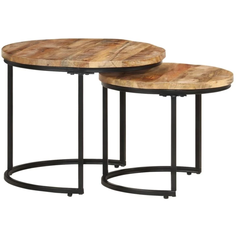 Image of VIDAXL Nesting Tables 2 pcs Rough Mango Wood Vidaxl 8720286668597
