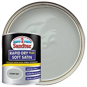 Image of Sandtex Rapid Dry Plus Soft Satin Paint - Cloudy Day 750ml