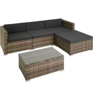 image of Tectake Florence 4-seater Rattan Lounge Sofa Set - Brown/Black