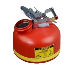 Image of Safety Can for Liquid Disposal, S/S Hardware, 2 gallon, flame arrester, polyethylene, Red.