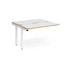 Image of Bench Desk Add On Rectangular Desk 1200mm With Sliding Tops White/Oak Tops With White Frames 1200mm Depth Adapt